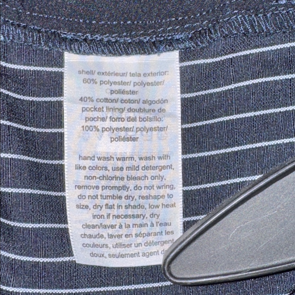 TOMMY HILFIGER Navy Pinstripe Tie Front High Rise Slacks Career Size L - Picture 9 of 14
